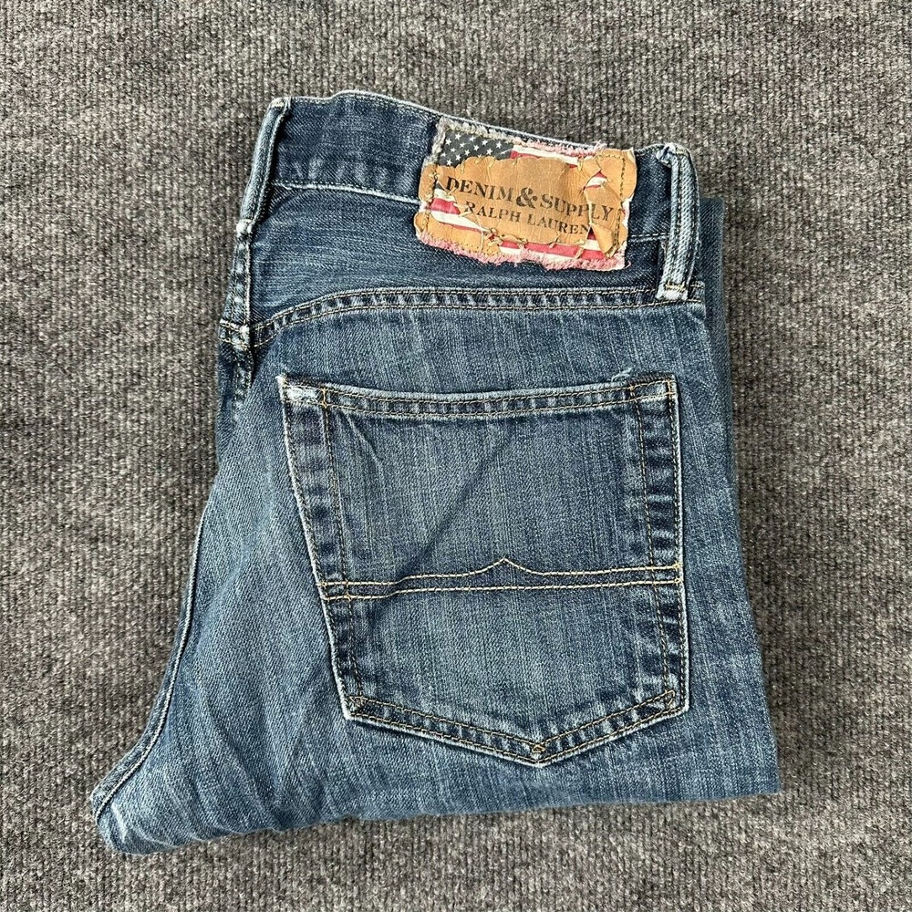 Ralph Lauren Denim &‎ Supply Jeans Straight Distressed 31x30( 33x29 ) Y2K